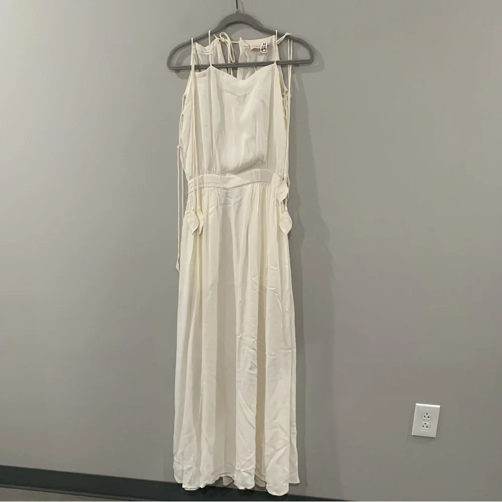 ✅ Tory Burch Dress Evalene Maxi Cold Shoulder in White